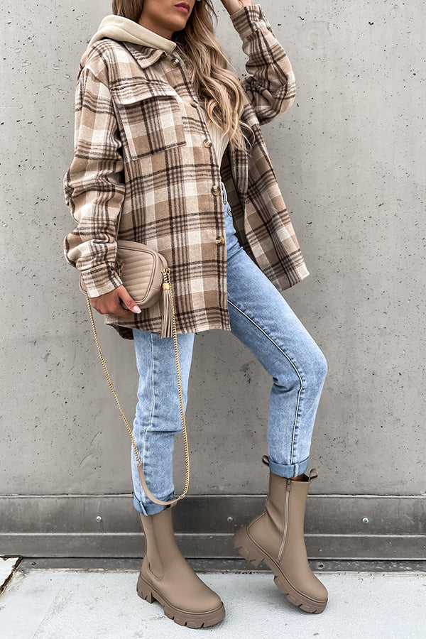 Street Style Chic Plaid Hooded Coat