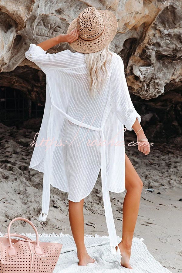 Calm Waters Cover Up Shirt Dress