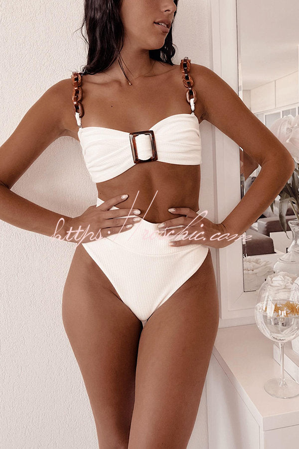 Ice Cream Acrylic High Waist Waffle Bikini Set