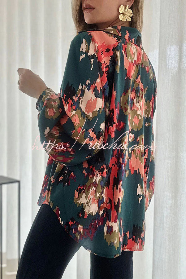 Jordynn Graffiti Printed Puff Sleeve Blouse