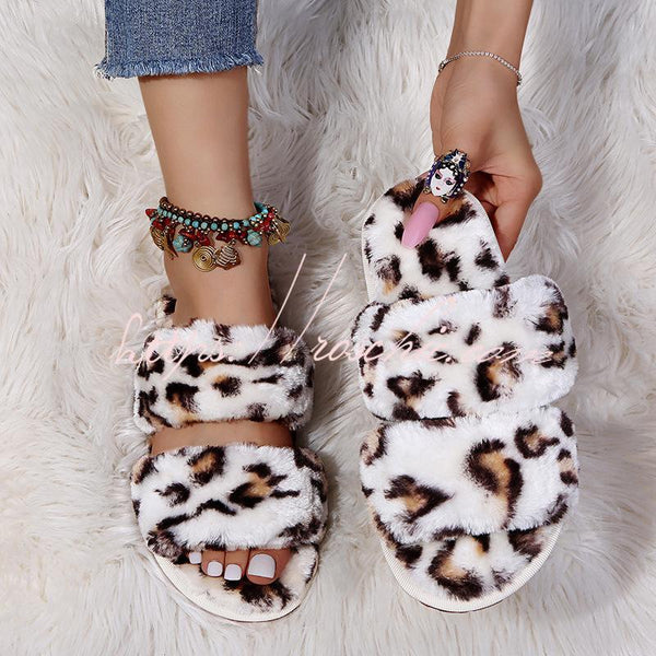 Flat cow suede low-heel open-toed slippers