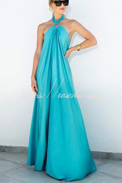 Classy and Fabulous Satin Halter Backless Maxi Dress roschic Classy and Fabulous Satin Halter Backless Maxi Dress roschic