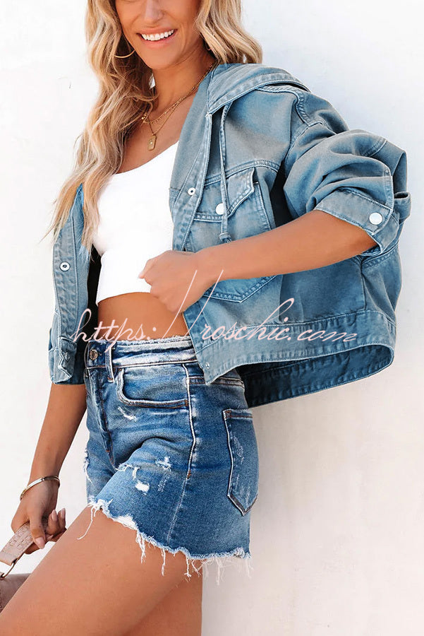 Let's Do This Cotton Blend Pocketed Hooded Jacket