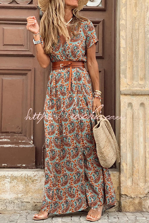 Forgotten Story Paisley Maxi Dress��belt Included��