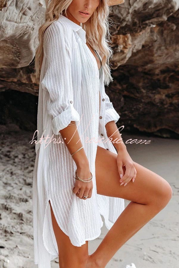 Calm Waters Cover Up Shirt Dress