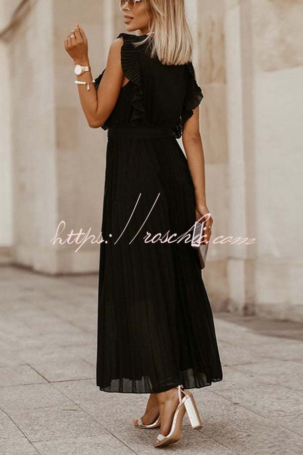 Lost Soul V Neck Pleated Maxi Dress