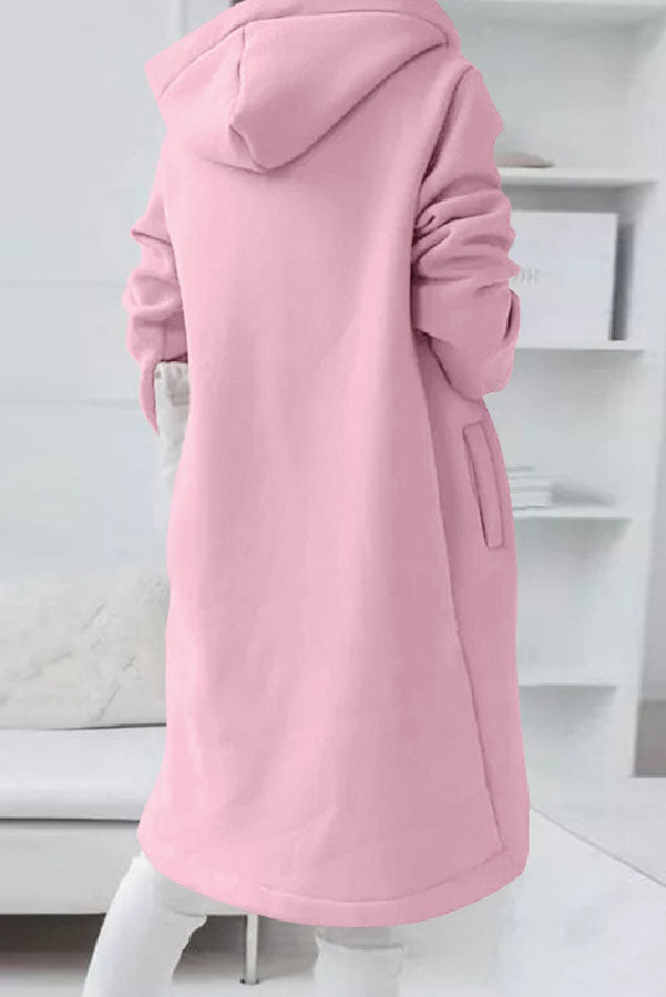 Juliana Solid Color Zip Up Hooded Coat