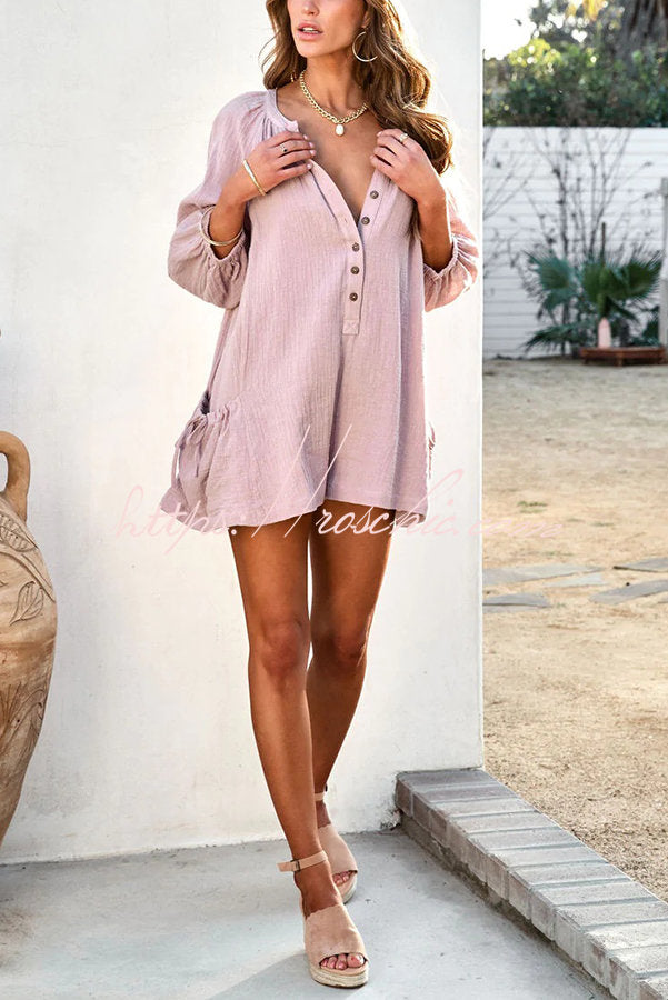 Shannon Cotton Blend Pocketed Button Romper