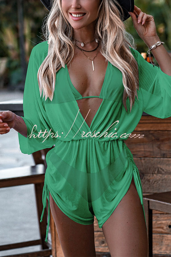 Color Lace High Waist Bikini Three-piece Suit