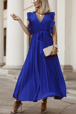 Lost Soul V Neck Pleated Maxi Dress