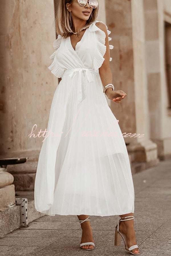 Lost Soul V Neck Pleated Maxi Dress