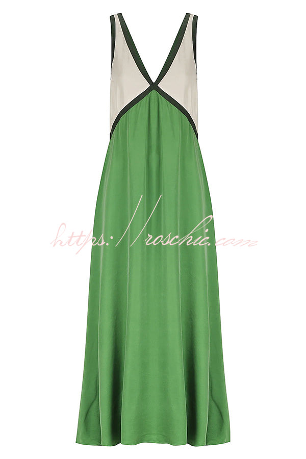 Perfect for Summer Weddings Satin Contrast Colour Relaxed Maxi Dress