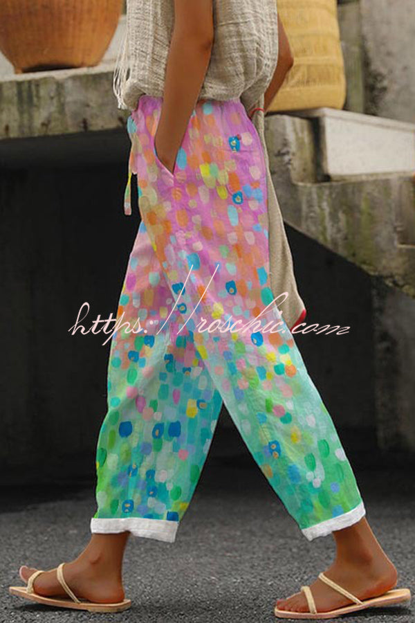 Casual Unique Printed Button Pocket Pants