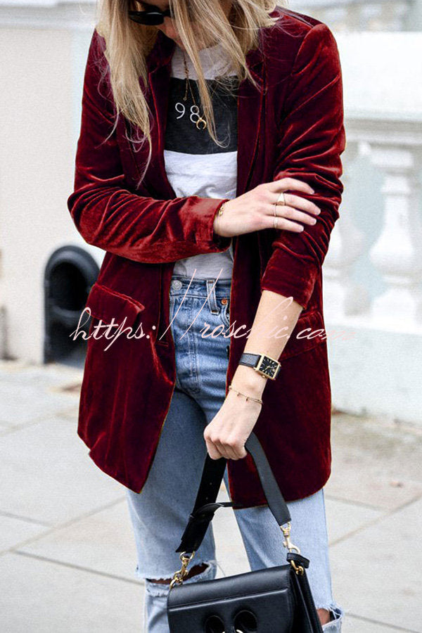 Eye Catching Street Style Velvet Blazer