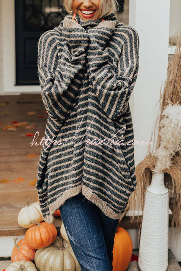 Perfect Timing Stripe Pocketed Tunic Sweater