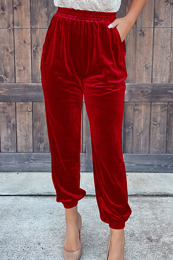 Holiday Hopes Velvet Pocketed Joggers