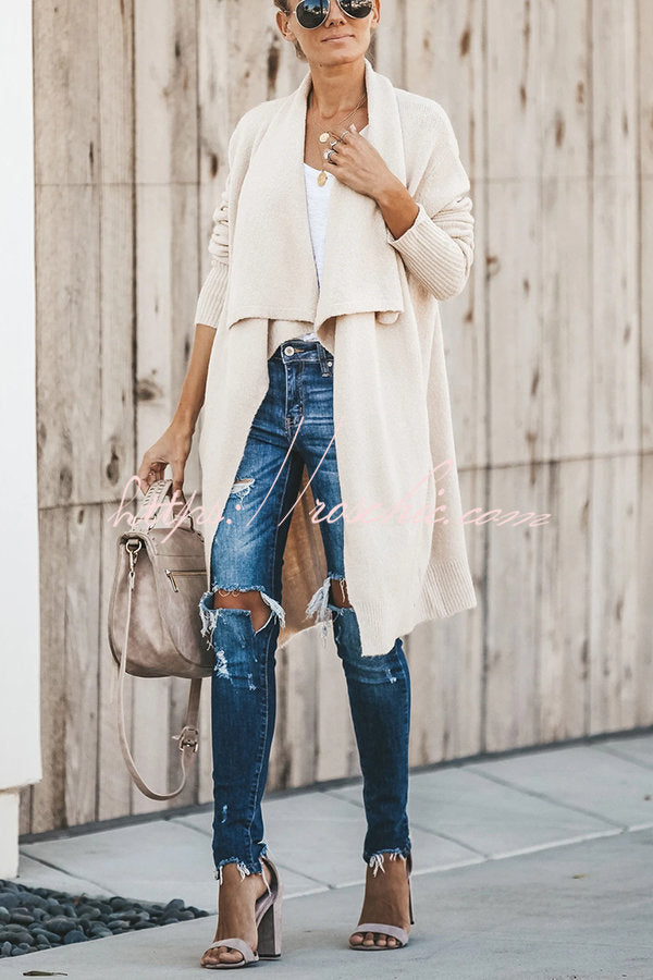 Fireside Pocketed Oversized Drape Neckline Knit Cardigan