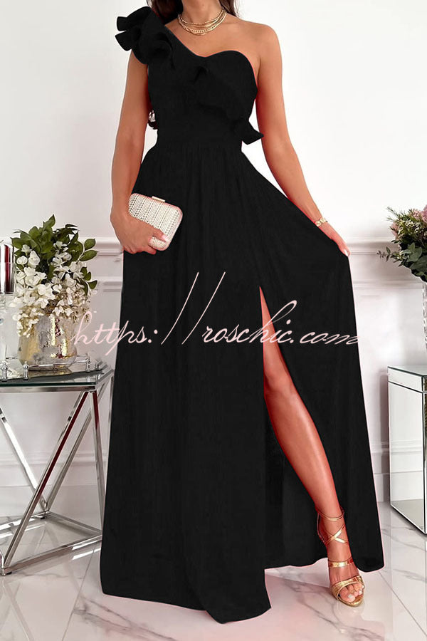 Darling Muse Ruffle One Shoulder Maxi Dress