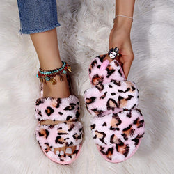 Flat cow suede low-heel open-toed slippers