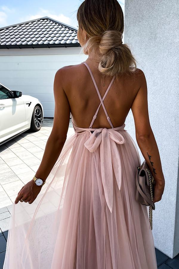 The Day We Met Pleated Backless Maxi Dress