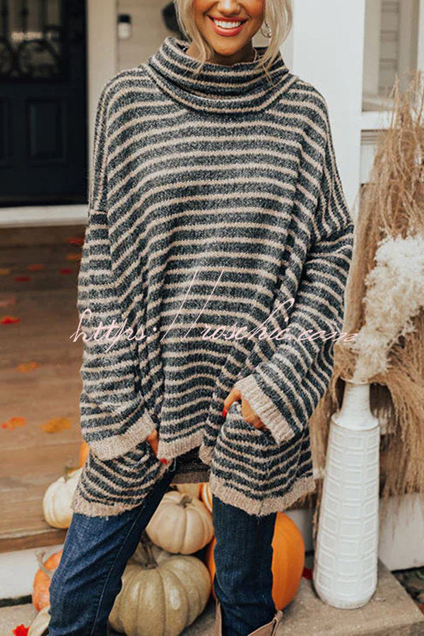 Perfect Timing Stripe Pocketed Tunic Sweater