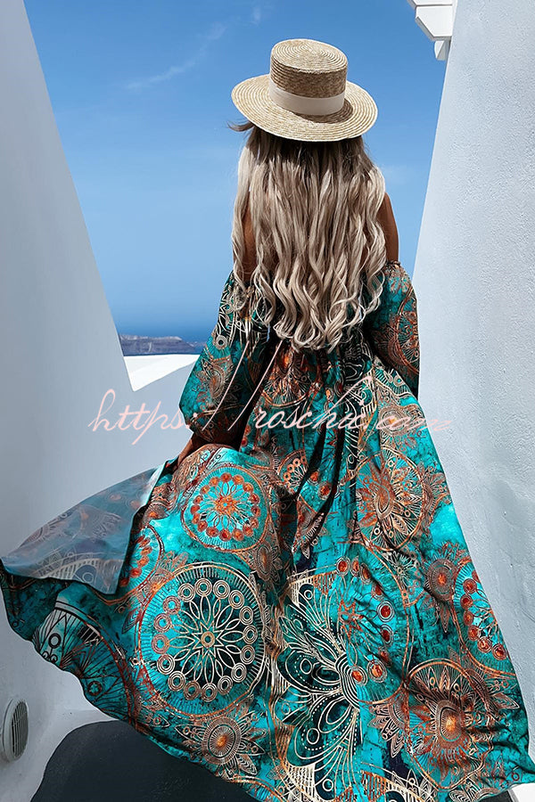 Travel Life Baroque Off Shoulder Maxi Dress