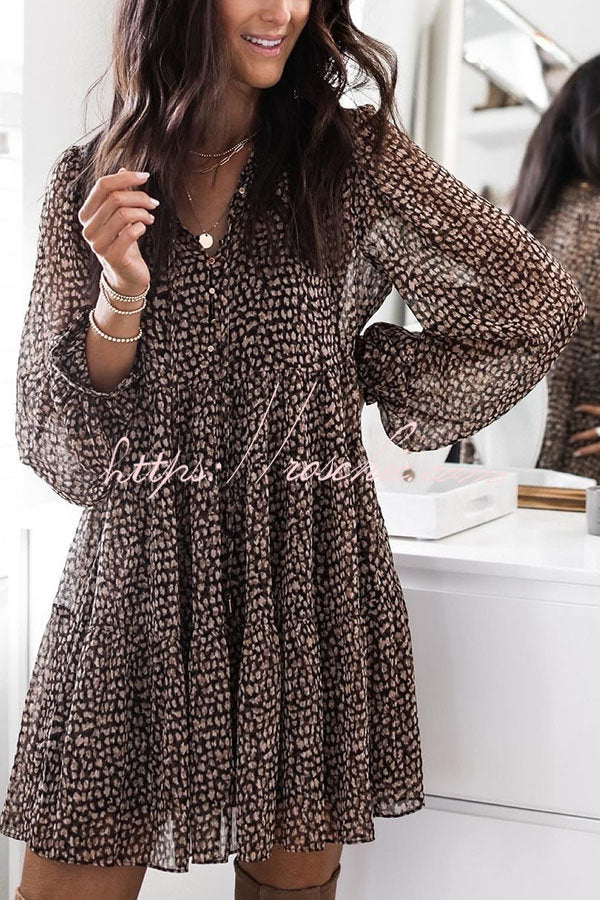 Dreamy Days Leopard Print Babydoll Mini Dress