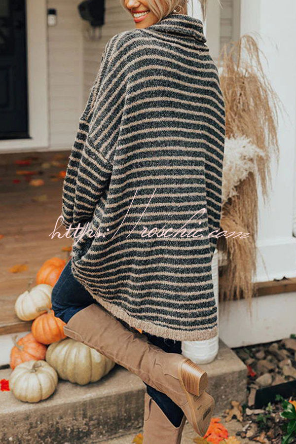 Perfect Timing Stripe Pocketed Tunic Sweater