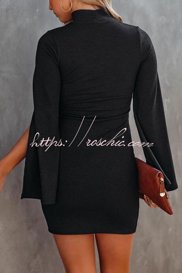 Must Be Love Bell Sleeve Knit Bodycon Dress