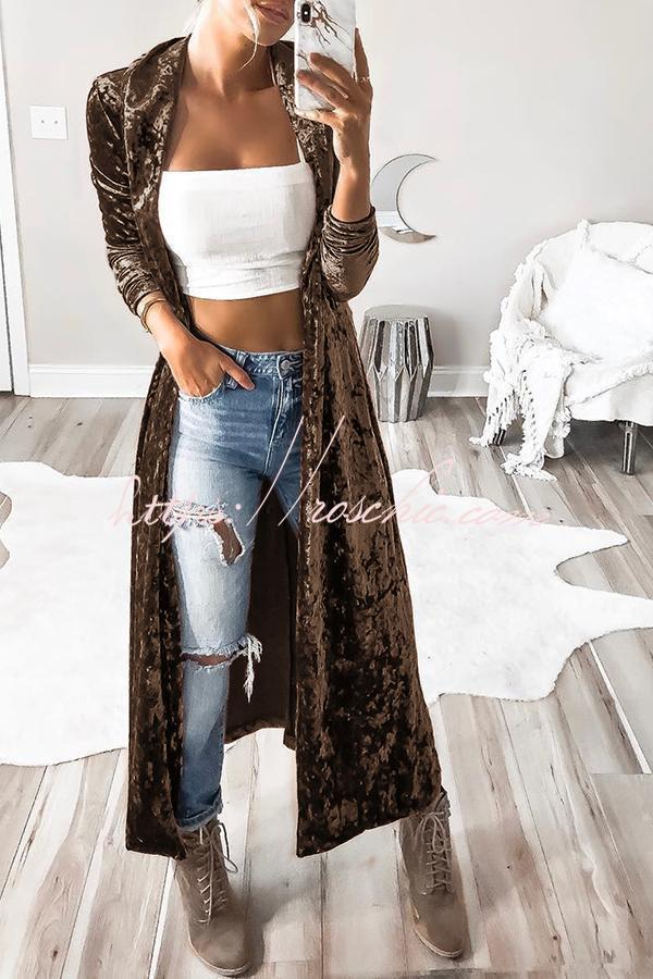 Solid Color Velvet Long Coat