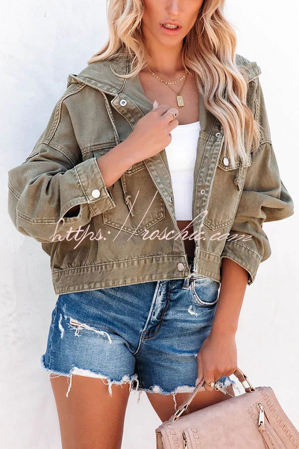 Let's Do This Cotton Blend Pocketed Hooded Jacket