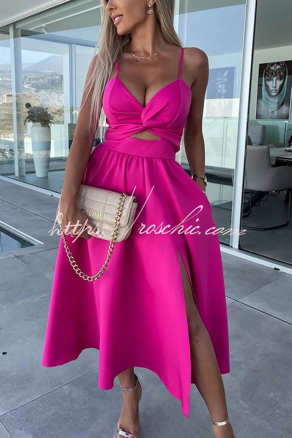 Florida Keys Cutie Pocketed Cutout Slit Midi Dress