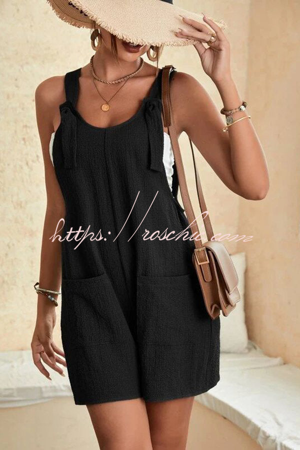 Sun Drenched Linen Blend Pocketed Romper