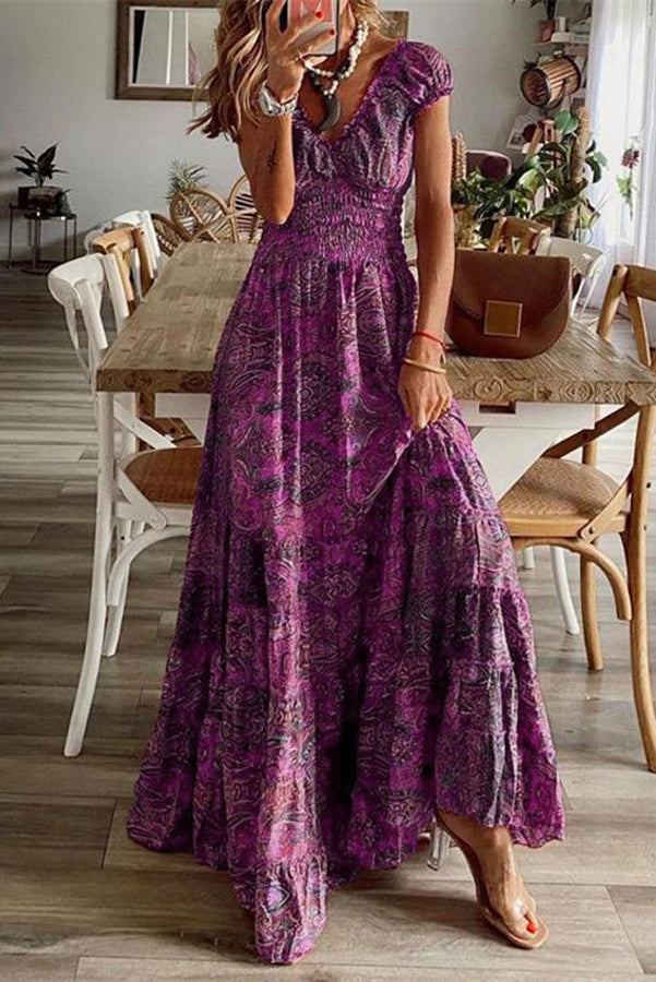 paisley maxi dress Paisley Print V-Neck Maxi Dress Turquoise / S