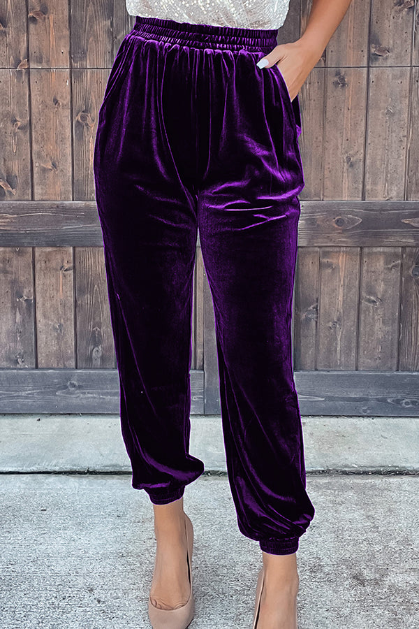 Holiday Hopes Velvet Pocketed Joggers