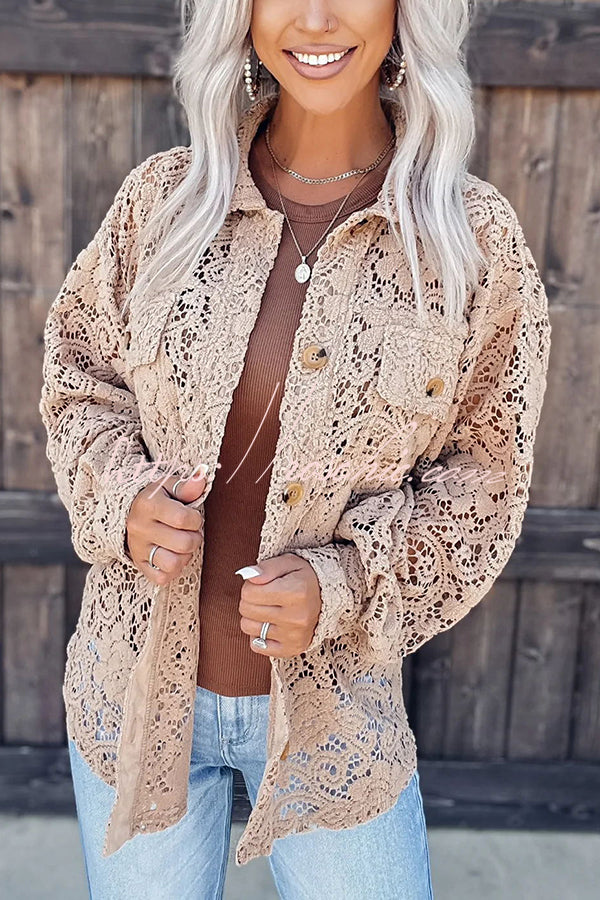 Always Loving You Lace Button Shacket
