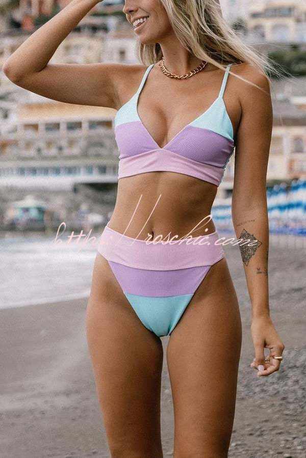 Cool In Colorblock Ribbed Bikini Swimsuit