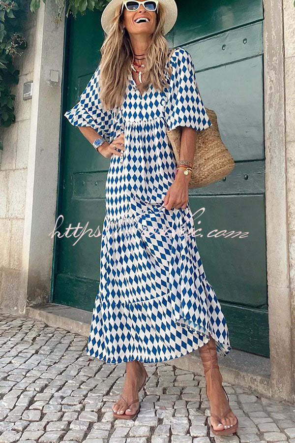 Fabulous Time Puff Sleeve Tiered Midi Dress