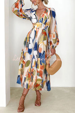 Eclipse Season Printed Long Sleeve Flowy Maxi Dress