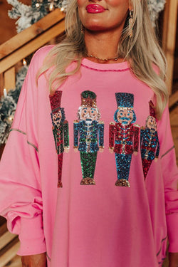 Adorable Nutcracker March Sequin Pullover Sweatshirt