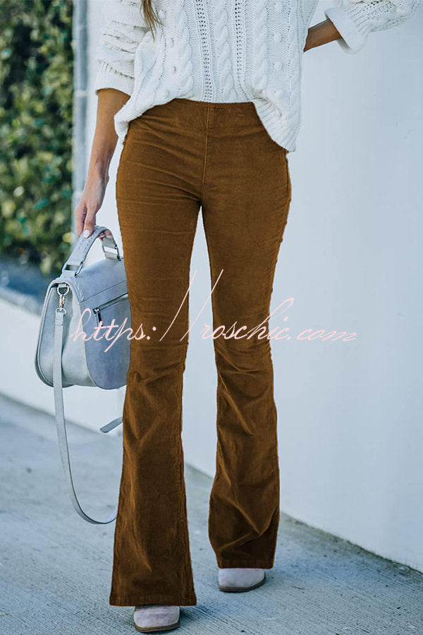 Gwen Elastic Waist Bell Bottom Corduroy Pants