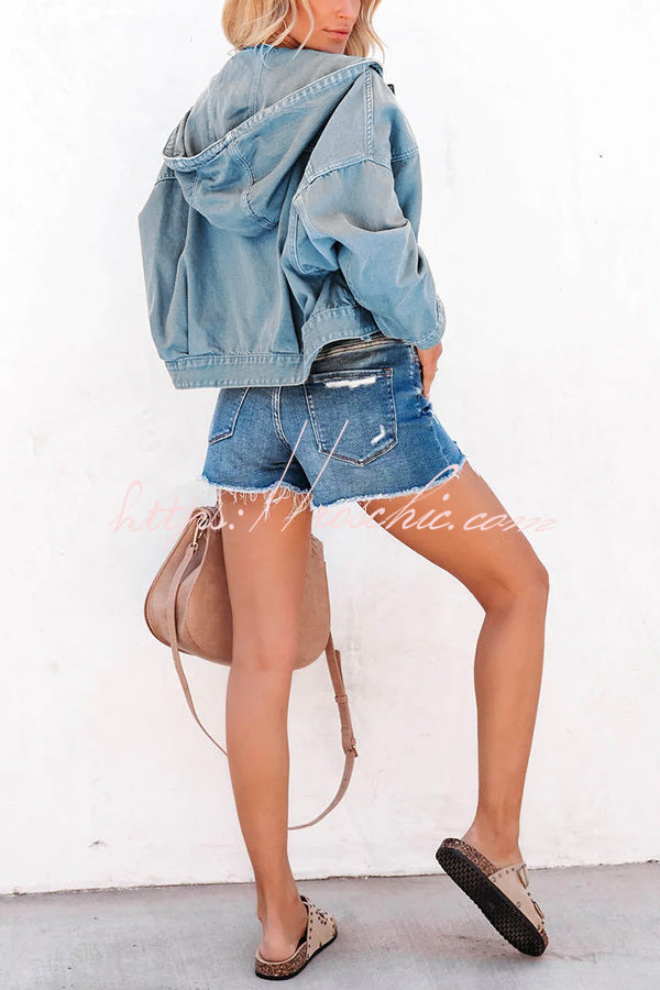 Let's Do This Cotton Blend Pocketed Hooded Jacket