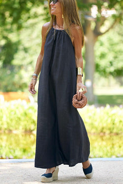 Down By The Cove Linen Blend Halter Maxi Dress