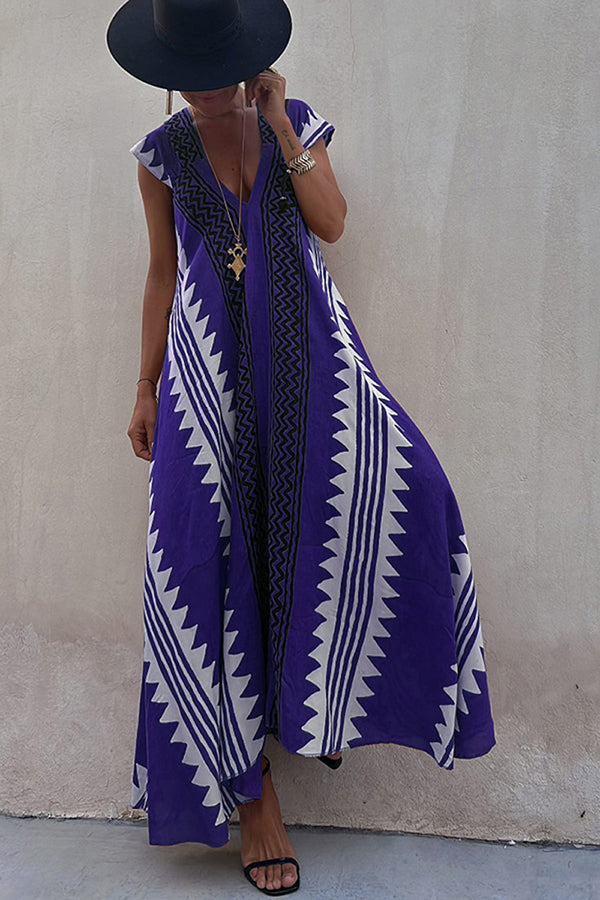 Beach Dates Ethnic Print A-line Maxi Dress