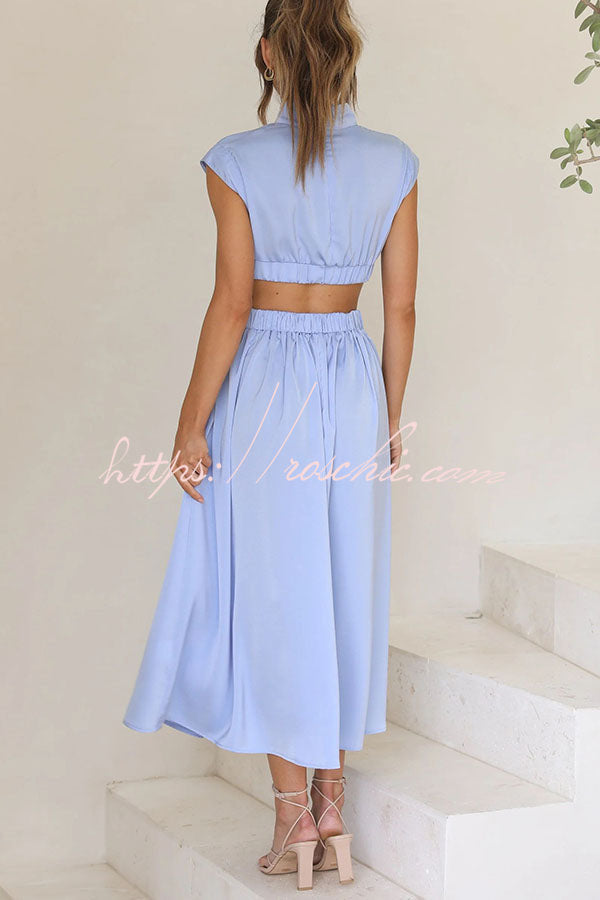 Light of My Life Cutout Waist Pocketed Vacation Midi Dress