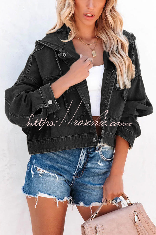 Let's Do This Cotton Blend Pocketed Hooded Jacket