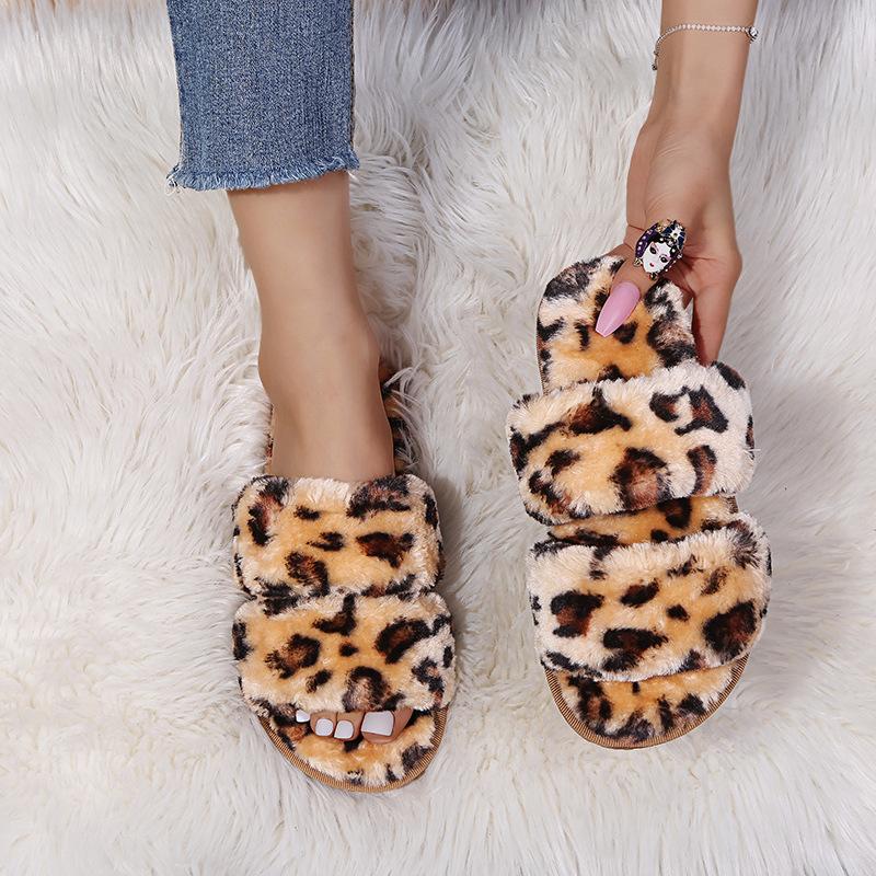 Flat cow suede low-heel open-toed slippers