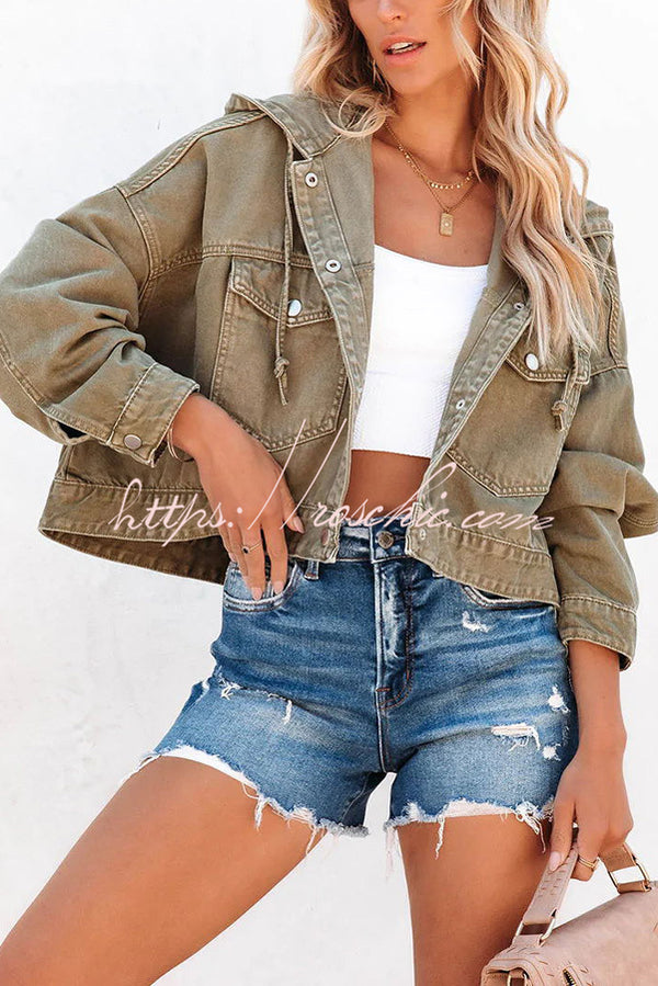 Let's Do This Cotton Blend Pocketed Hooded Jacket