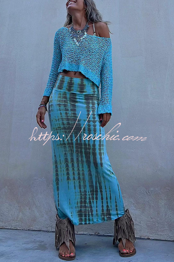 Adoring Memories Tie-dye Elastic Waist Maxi Skirt