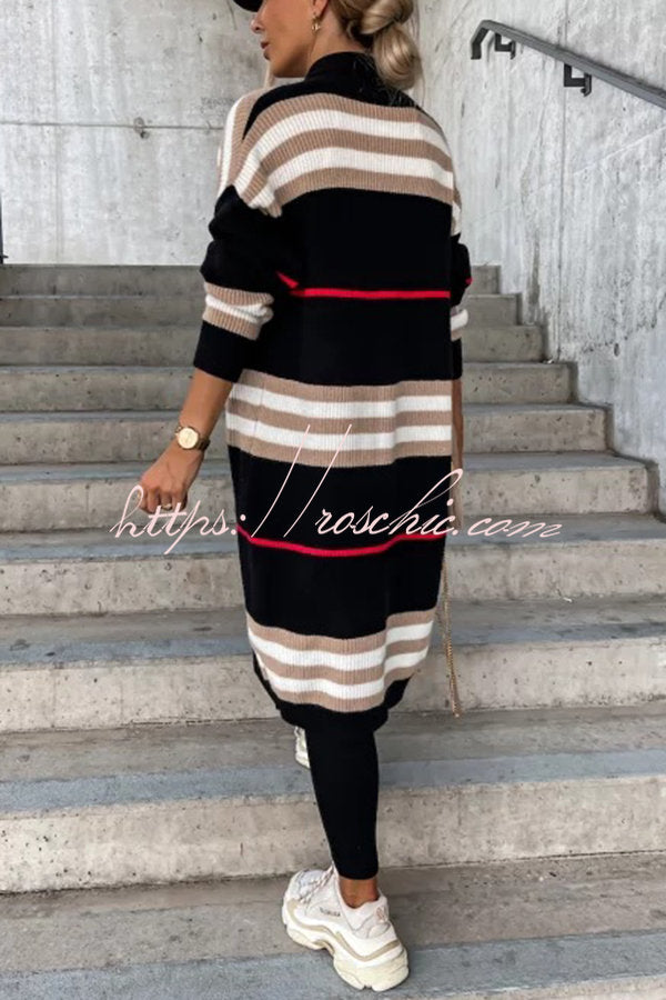 Miracles of Cozy Striped Midi Cardigan